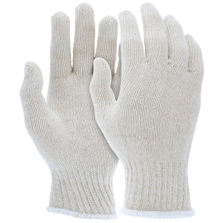 Mcr Safety Gloves, Reg Weight Cotton/Polyester-Nat, S, 12PK 9500SM